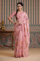 Pink Color Georgette Swarovski Work Saree