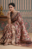 Beige & Wine Color Tussar Silk Printed Saree