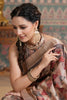 Beige & Wine Color Tussar Silk Printed Saree