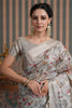 Grey Color Organza Woven Saree