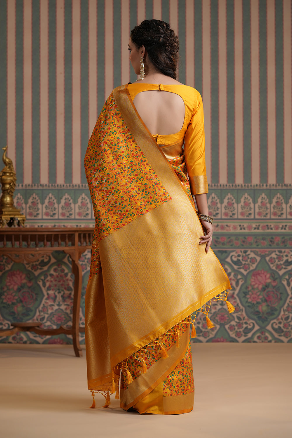 Mustard  Color Woven Silk Saree