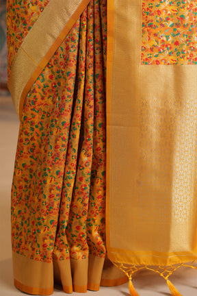 Mustard  Color Woven Silk Saree