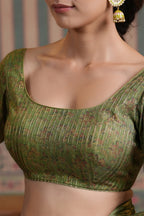 Pista Green Color Cotton Floral Printed Saree.