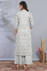 Cream & Green Color Cotton Printed kurta set