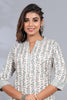 Cream & Green Color Cotton Printed kurta set