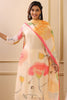Cream Green Color Organza Printed Suit