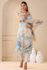 Grey Color Organza Printed Suit