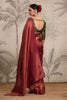 Dark Scarlet Color Woven Silk Saree