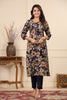 Navy Blue Color Printed Muslin Kurta Set