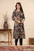 Navy Blue Color Printed Muslin Kurta Set