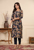 Navy Blue Color Printed Muslin Kurta Set
