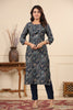 Navy Color Printed Muslin Kurta Set