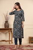 Navy Color Printed Muslin Kurta Set