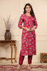 Fuchsia Color Printed Muslin Kurta Set