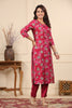 Fuchsia Color Printed Muslin Kurta Set