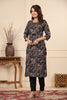 Black Color Printed Muslin Kurta Set