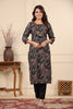 Black Color Printed Muslin Kurta Set
