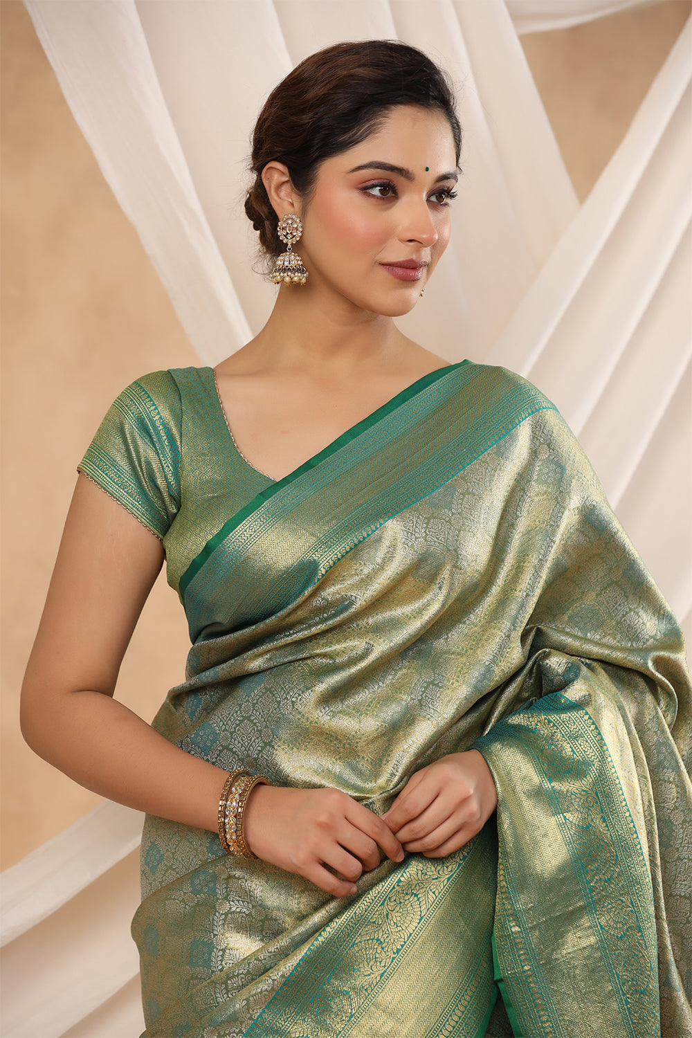 Green Colour Silk Woven Saree