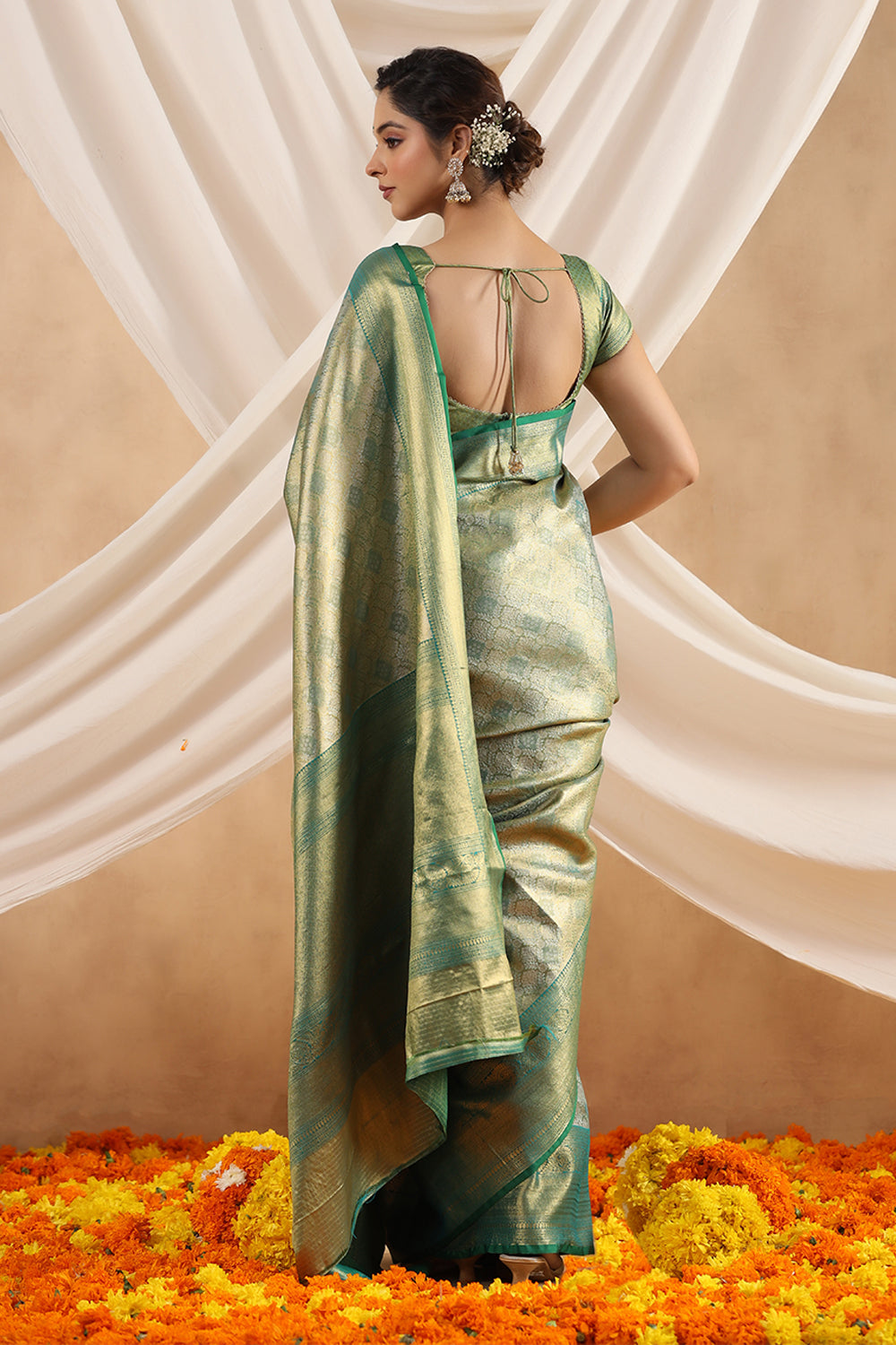 Green Colour Silk Woven Saree