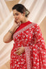 Red Color Embroidered Georgette Saree