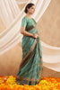 Green Color Printed Cotton Saree.