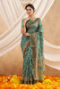 Green Color Printed Cotton Saree.
