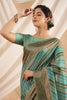 Green Color Printed Cotton Saree.