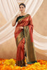 Dark Scarlet Colour Woven Silk Saree