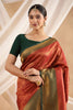 Dark Scarlet Colour Woven Silk Saree