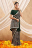 Bottle Green Color Embroidered Georgette Saree