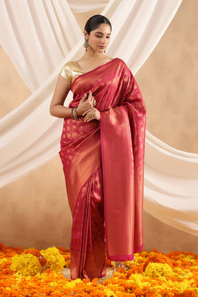 Wine Color Zari Woven Silk Saree