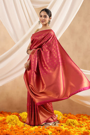 Wine Color Zari Woven Silk Saree