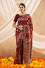 Maroon Color Printed Khaddi Georgette Saree