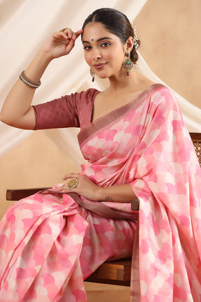 Pink Color Silk Printed Saree