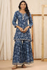 Blue Color Muslin Embroidered Gharara Suit