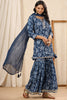 Blue Color Muslin Embroidered Gharara Suit