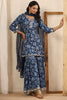 Blue Color Muslin Embroidered Gharara Suit
