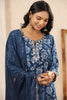 Blue Color Muslin Embroidered Gharara Suit