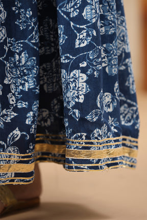 Blue Color Muslin Embroidered Gharara Suit