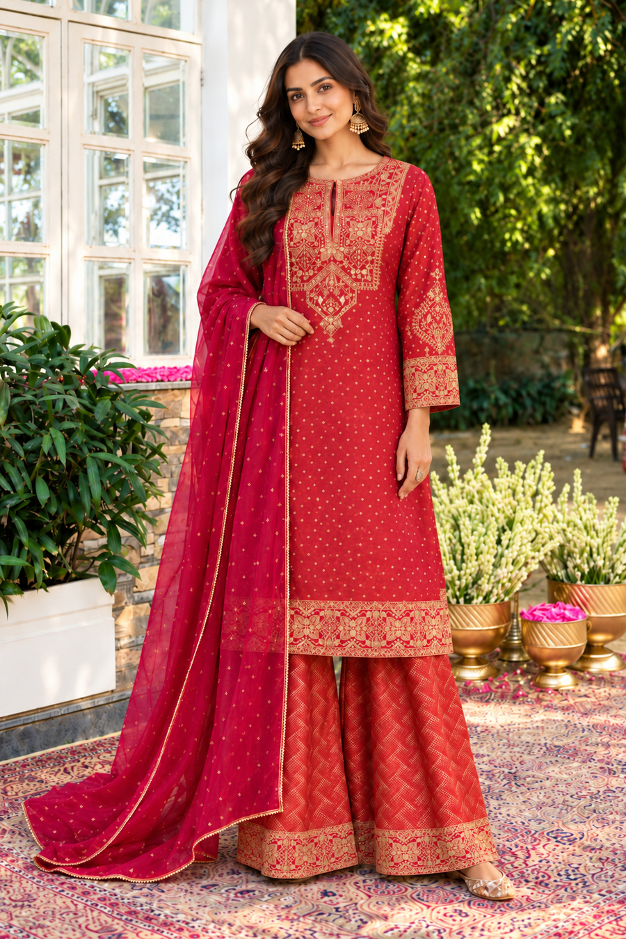 Rani Tissue Printed And Embroidered Unstitched Suit