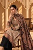 Beige & Black Pashmina Floral Digital Printed Unstitched Suit Material