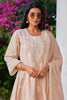Beige Cotton Resham Embroidered Chikankari  Anarkali  Suit Set
