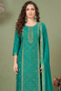 Teal Silk Bandhani Printed and Zari Woven Unstitched Suit Fabric