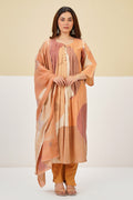 Pastel Mustard Cotton Printed Suit