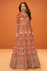 Orange Georgette Heavy Embroidered Floor-Length Suit