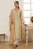 Beige Chanderi Cotton Resham And Zardosi Embroidered Unstitched Suit Material