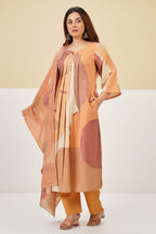 Pastel Mustard Cotton Printed Suit