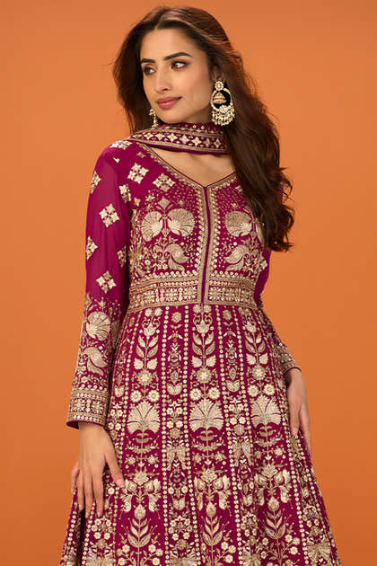 Rani Georgette Heavy Embroidered Floor-Length Suit