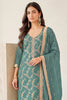 Light Sea Green Silk Resham And Zari Woven Unstitched Suit Fabric
