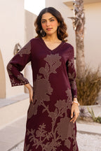Wine Rayon Cotton Floral Printed Kurta Set With Palazzo